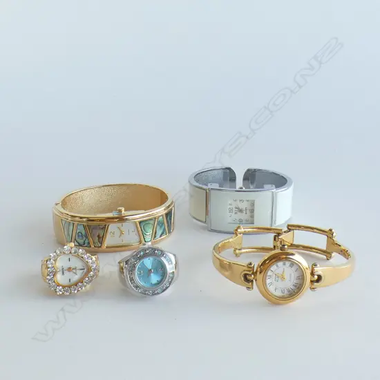 3 ASST BANGLE WATCHES + 2 RING WATCHES