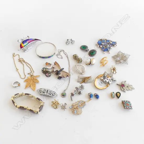 ASST. COSTUME JEWELLERY; BROOCHES, EARRINGS ETC