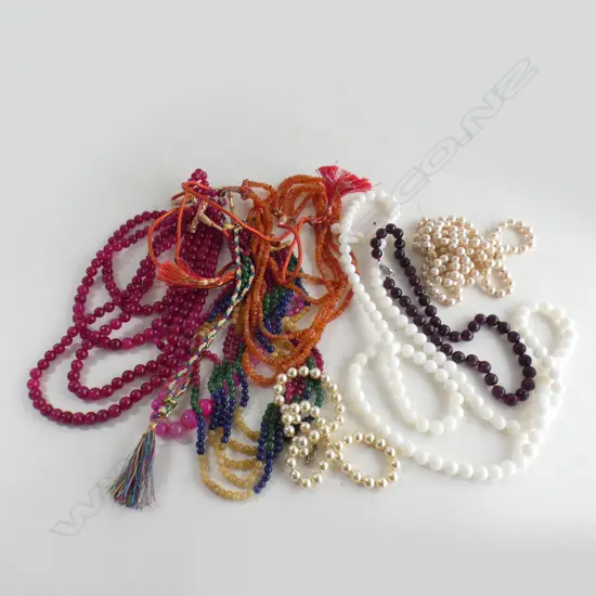 ASST. FAUX PEARL / SEMI PRECIOUS STONE BEAD NECKLACES 