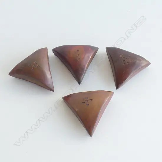 FOUR CONTEMPORARY COPPER BROOCHES BY JEWELLER KIM BRICE1989