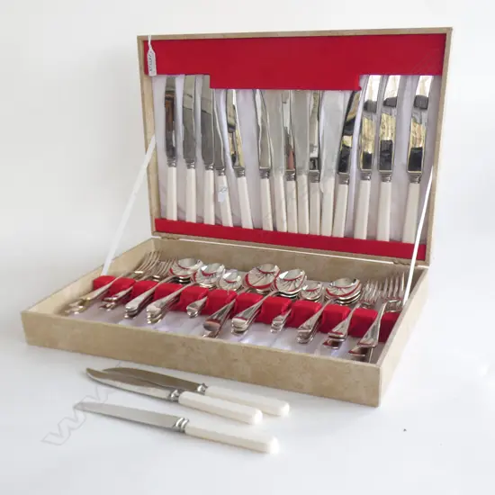 BOXED B&H Co. SILVER PLATED CUTLERY SET, w ADDITIONAL FISH KNIVES 