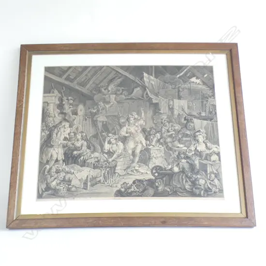 Wm. HOGARTH ETCHING 'STROLLING PLAYERS DRESSING IN A BARN' 1st STATE w MARGINS, FRAMED & GLAZED (see details) 