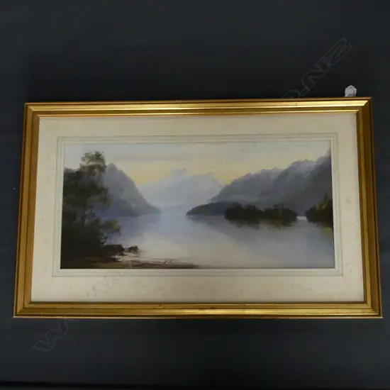 JOHN DOULGLAS PERRET PASTEL, 'LAKE MANAPOURI' UNSIGNED, AUTH CERT VERSO . 570 x 290mm
