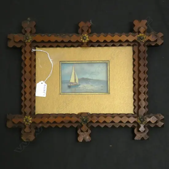 ARTIST UNKNOWN RANGITOTO DIORAMA IN TRAMP ART OXFORD FRAME 280x360mm