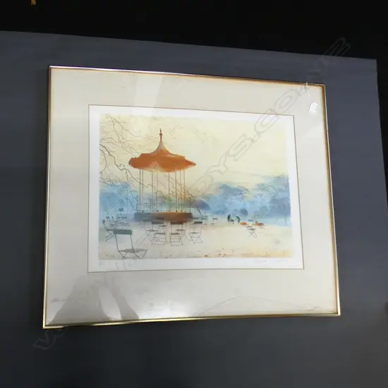 LTD EDITION PRINT 41/300 ROTUNDA SCENE SIGNATURE UNKNOWN (CRACK TO BASE OF GLASS)  590 X 450MM