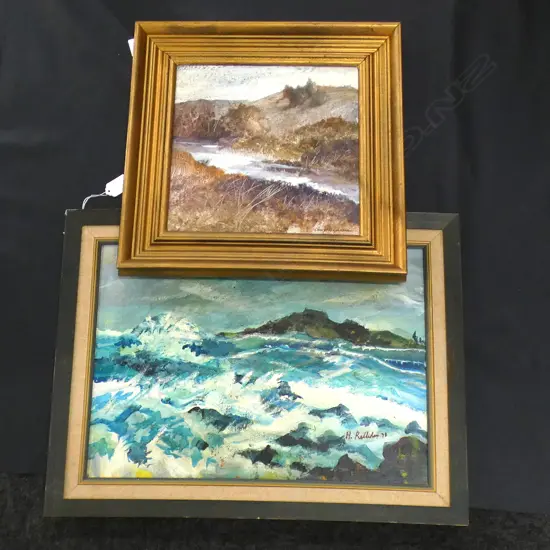 2 ARTWORKS; H. KELLEHER 'OUTER HARBOUR' OIL 1978 320x455mm + LANCE O'GORMAN 'WATERS II' ACRYLIC 265x265mm