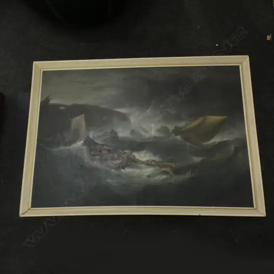 D. R. HAY LARGE OIL ON CANVAS ARTWORK 'SHIPWRECK' 1890 820x1200mm 