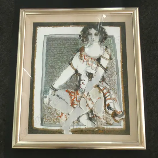 GOUACHE & GILT SERIGRAPH PRINT SIGNED WOOLBRIDGE 650x540mm