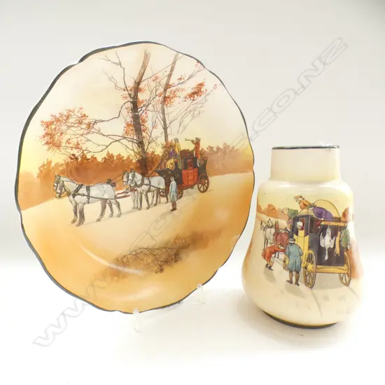 2 DOULTON COACHING DAYS PCES: BOWL & VASE.