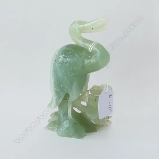 CARVED CHRYSOPRASE HERON BIRD H.170mm