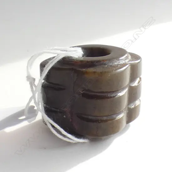 CHINESE CARVED DARK GREEN JADE CONG FORM BEAD