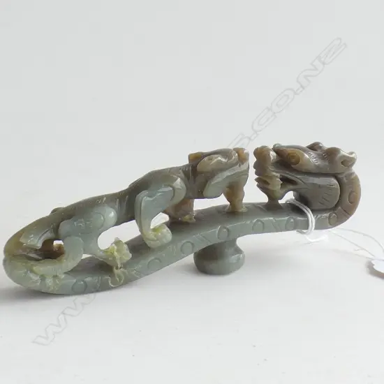 CHINESE JADE DRAGON BELT BUCKLE RESTORED