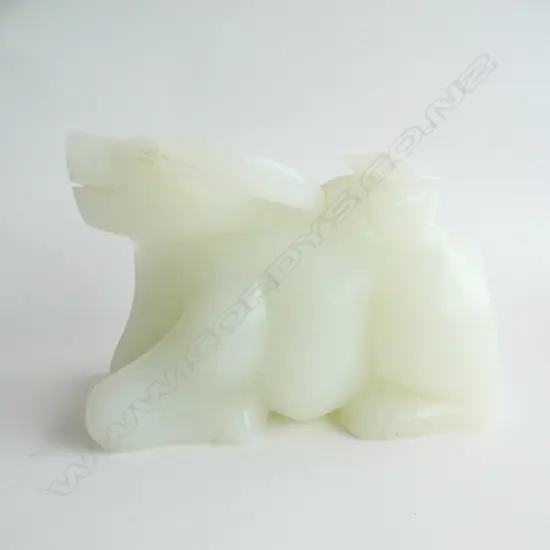 LGE CARVED HARDSTONE MAN RIDING WATER BUFFALO, 20thC (ONE HORN REGLUED).