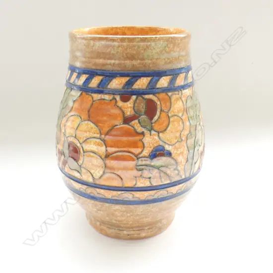 CHARLOTTE RHEAD, CROWN DUCAL TUBELINED VASE. H.150mm