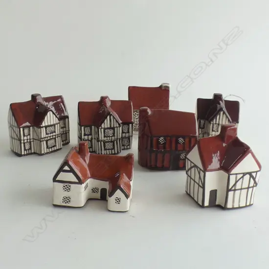7 HALF TIMBERED CERAMIC HOUSES BY MUDLEN END STUDIO FELSHAM SUFFOLK W.70mm