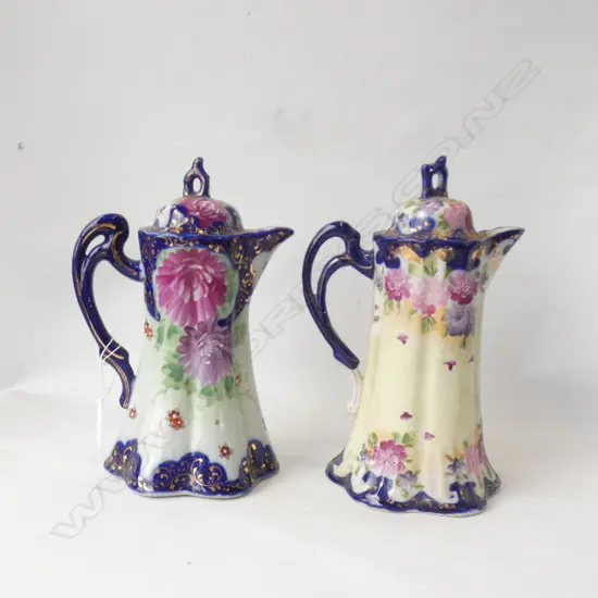 2 VICTORIAN PORCELAIN COFFEE POTS H 255MM
