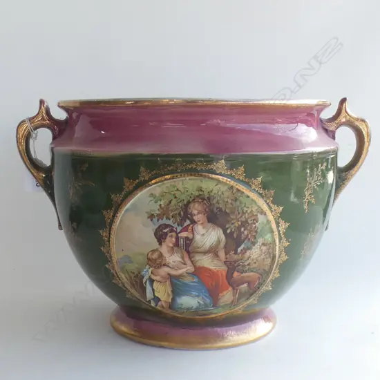 LG VICTORIAN PINK & GREEN JARDINIERE - PORTRAIT DECAL H 250MM