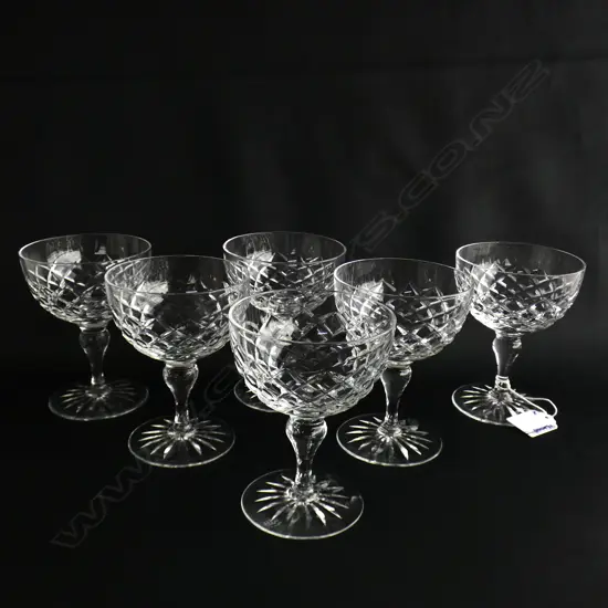 6 WEBB CORBETT CUT CRYSTAL CHAMPAGNE SAUCERS DIA  85MM