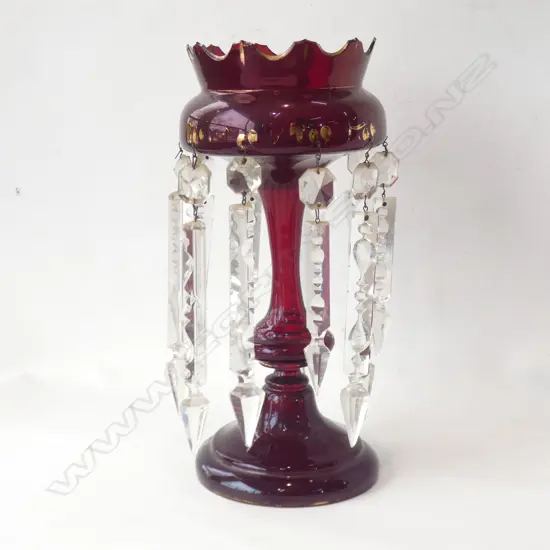 LG VICTORIAN RUBY GLASS LUSTRE H 330MM