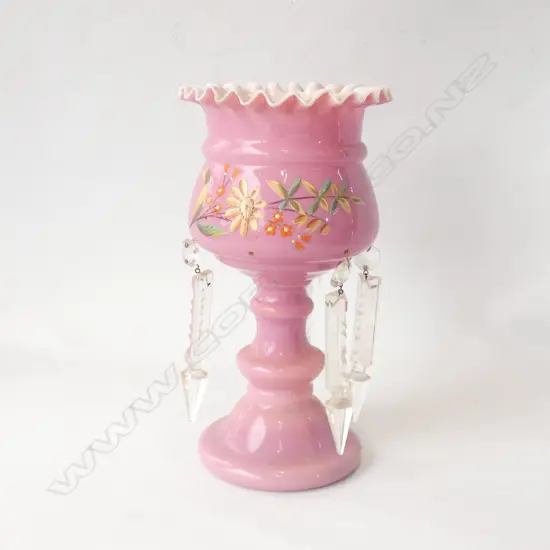 VICTORIAN PINK GLASS LUSTRE H 240MM a/f