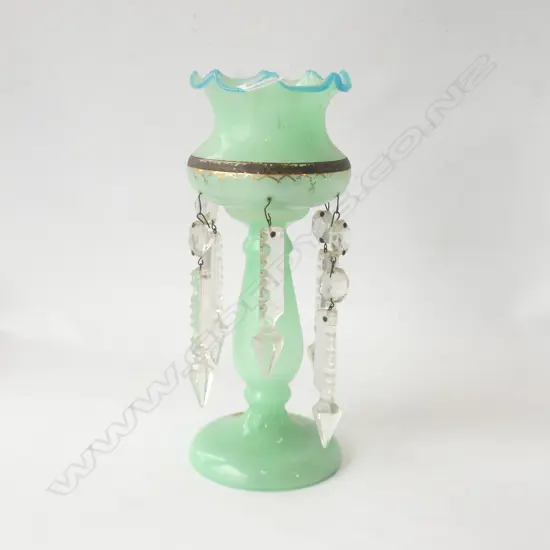 VICTORIAN GREEN GLASS LUSTRE H 238MM