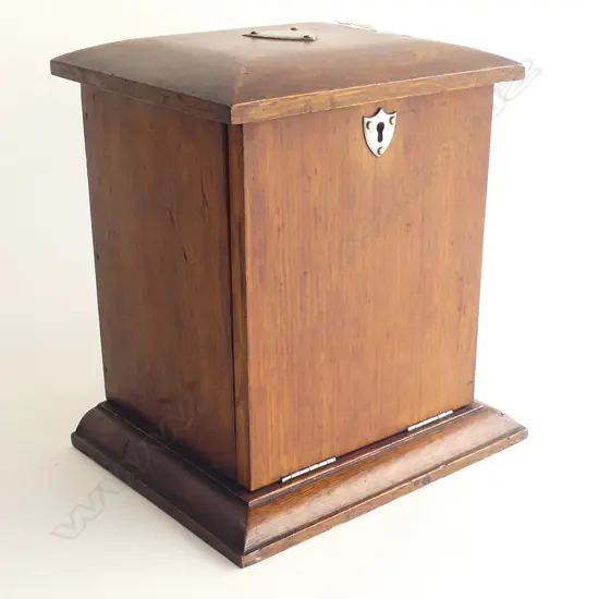 EDWARDIAN OAK STATIONARY BOX FITTED INTERIOR H.245mm. flip top & front.