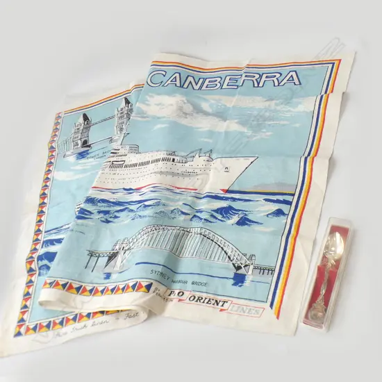 VINTAGE TEASPOON (IN CASE) & TEA TOWEL