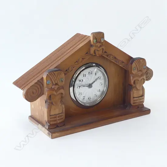 WOODEN MARAE CLOCK W.205mm