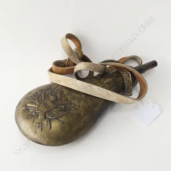 ANTIQUE ITALIAN REPLICA AMERICAN CIVIL WAR GUN POWDER FLASK L.240mm
