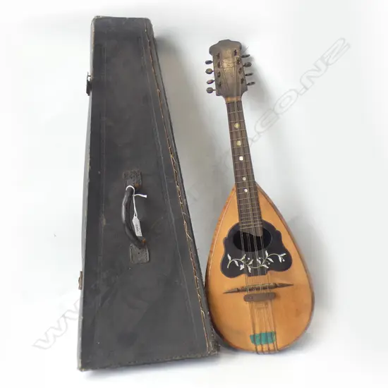 ANTIQUE MANDOLIN 'BREVETTO NAPOLI' MOP INLAY, IN ORIGINAL CASE 