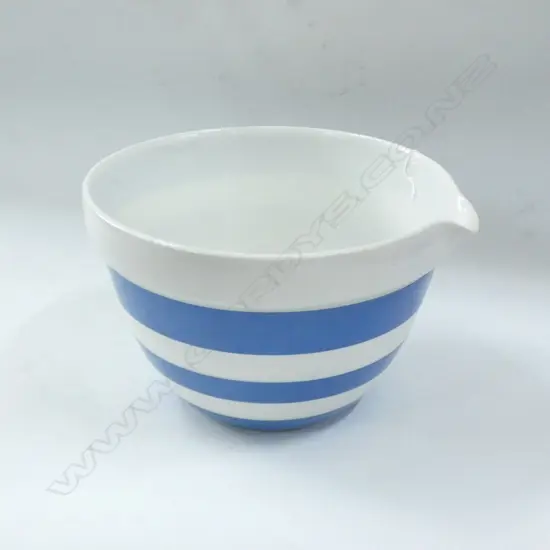 LG TG GREEN GRESLEY BLUE & WHITE  CORNISHWARE MIXING BOWL (DIA 285MM)
