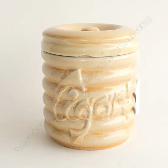 CROWN LYNN 'CIGARS' JAR H.140mm chip to lid