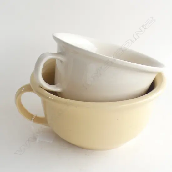 TWO EARLY CROWN LYNN CHAMBER POTS, ONE STAMPED 'MADE IN NEW ZEALAND'