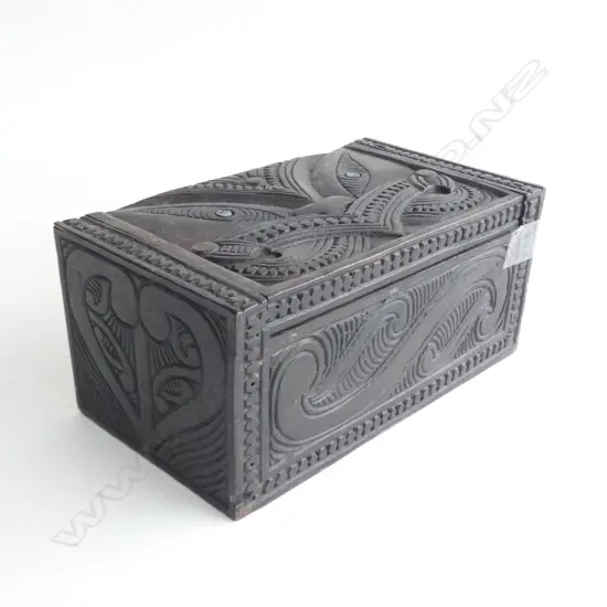 CARVED WOODEN MAORI BOX W.235mm