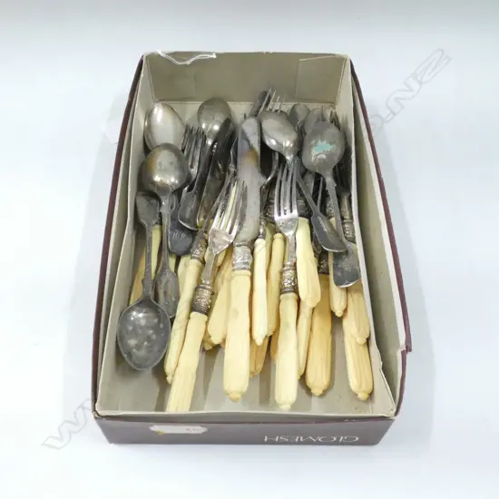 BOX ASST IVORY HANDLE CUTLERY ETC..