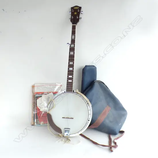 VINTAGE BANJO + MUSIC BOOKS ETC