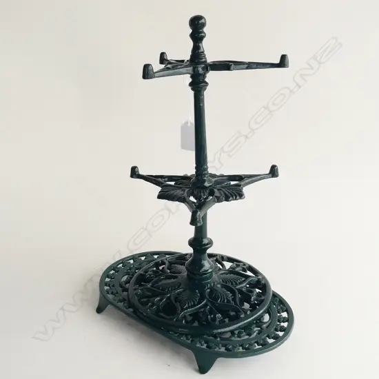 GREEN PAINTED CAST IRON POT STAND & STAND H.315mm