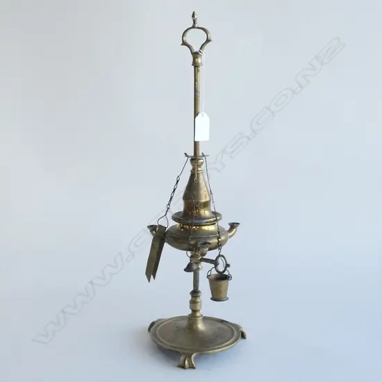 OLD BRASS LUCERNE OIL LAMP H.430mm
