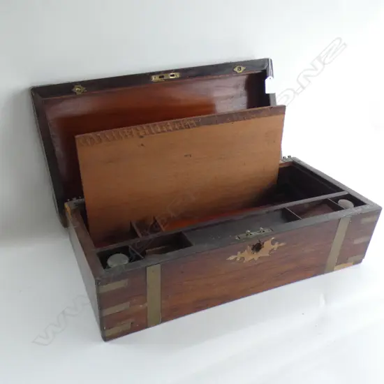 OLD WRITING SLOPE w. BRASS STRAPPING AF W.500mm