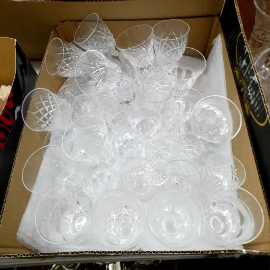 BOX ASST CRYSTAL GLASSES; STEMWARE ETC.