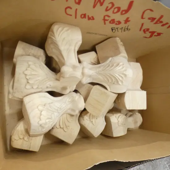 BOX LOT CARVED WOODEN CABRIOLE LEGS 