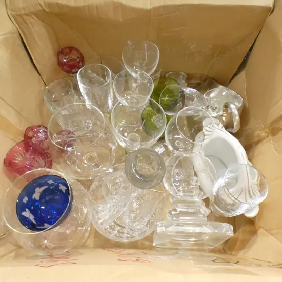 BOX LOT ASST. VAL SAINT LAMBERT CRYSTAL ETC