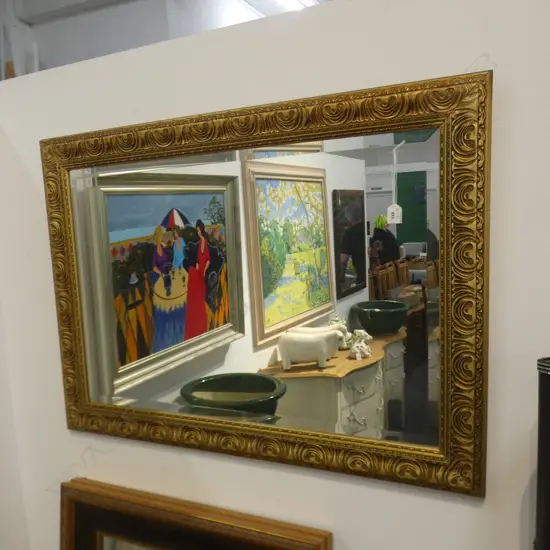 LARGE GILT FRAMED MIRROR 1060x760mm