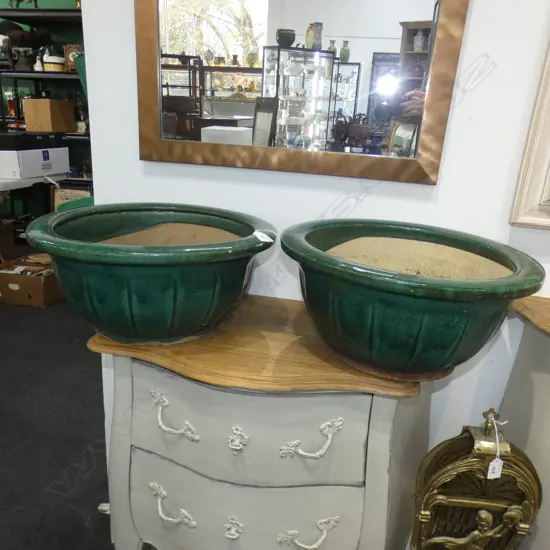 PR GREEN GLAZED GARDEN PLANTERS