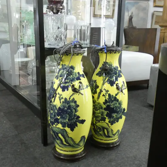 PR LARGE YELLOW ORIENTAL LAMPS (NO SHADES) H.780mm