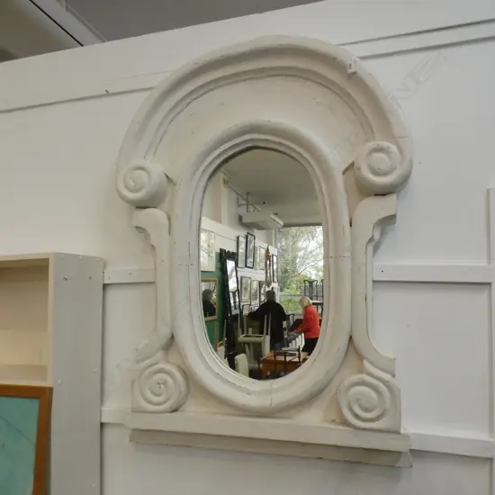 LARGE WHITE PAINTED WOODEN WALL MIRROR FRENCH DORMER STYLE 800 X 1200MM