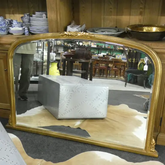 REPRODUCTION ANTIQUE GILT OVER MANTLE MIRROR w. BEVEL 920x1350mm