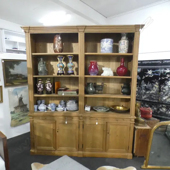 ANTIQUE STYLE LARGE OAK BOOKCASE