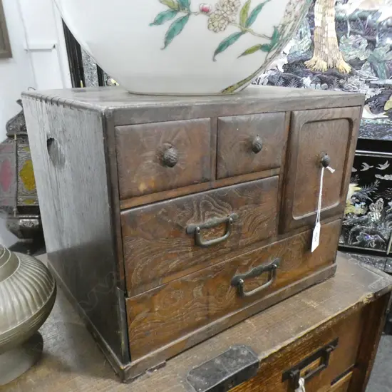 QUALITY OLD JAPANESE SMALL TANSU CHEST EXOTIC WOOD 5 DRAWER 330x250x250mm