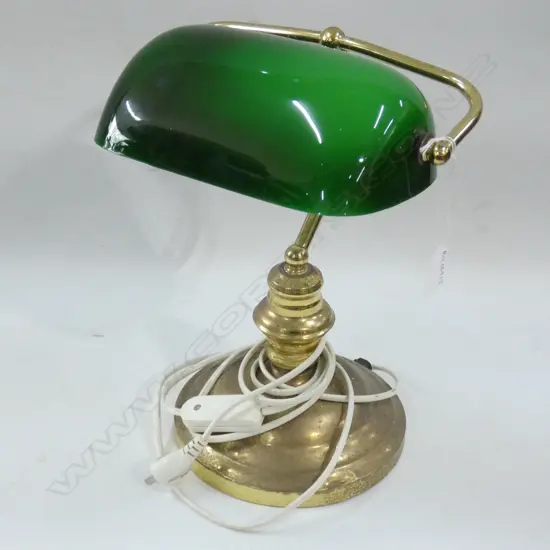 GREEN GLASS BANKERS LAMP H.320mm